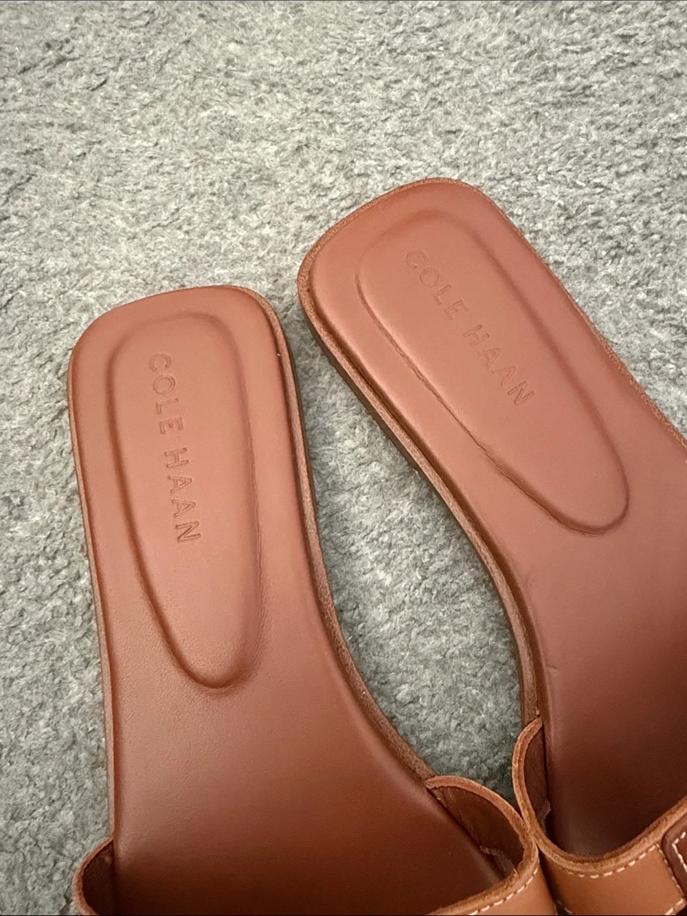 Cole Haan Two-Tone Tan and Brown Leather Slide Sandals